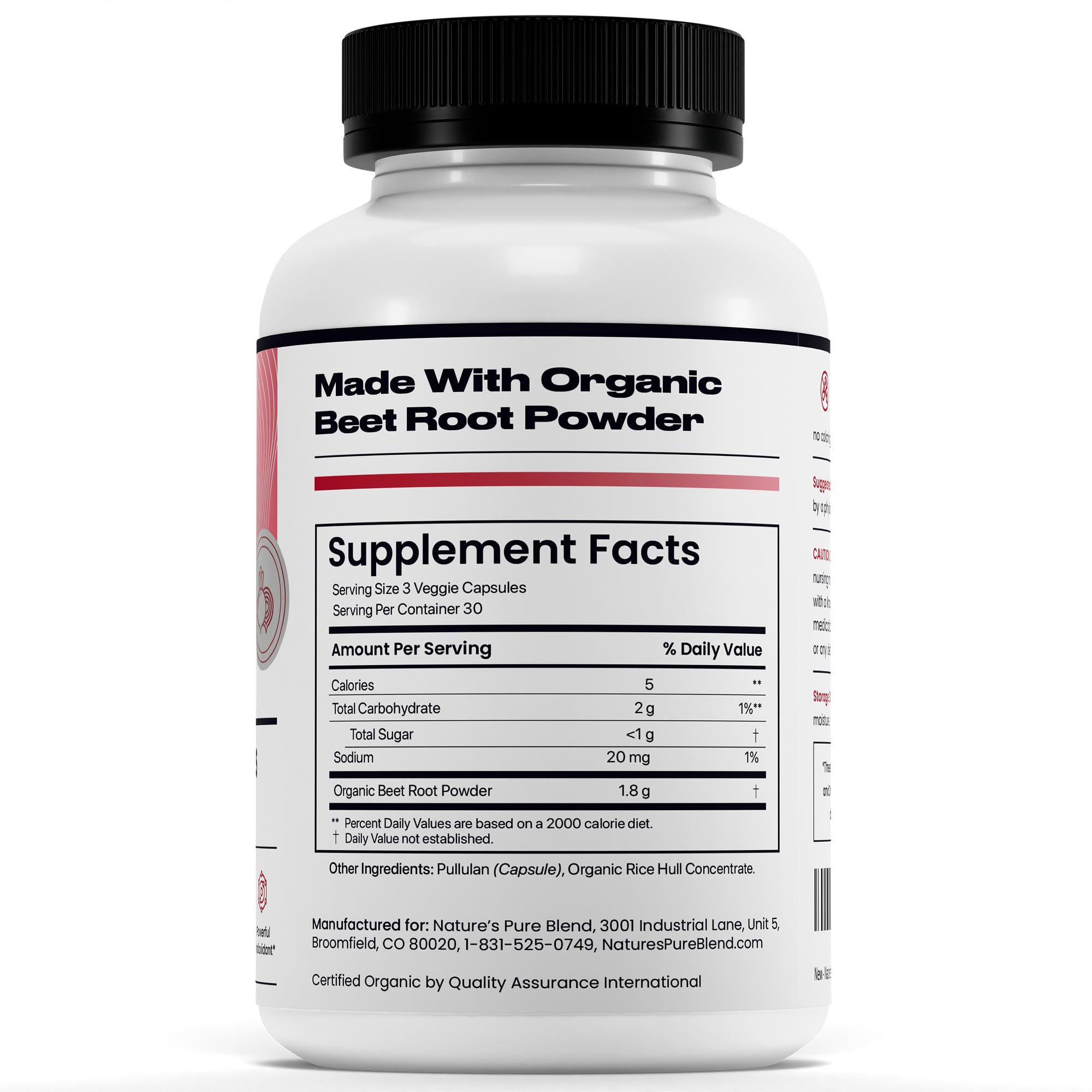 Nature's Pure Blend L-Arginine Beet Root Capsules close-up