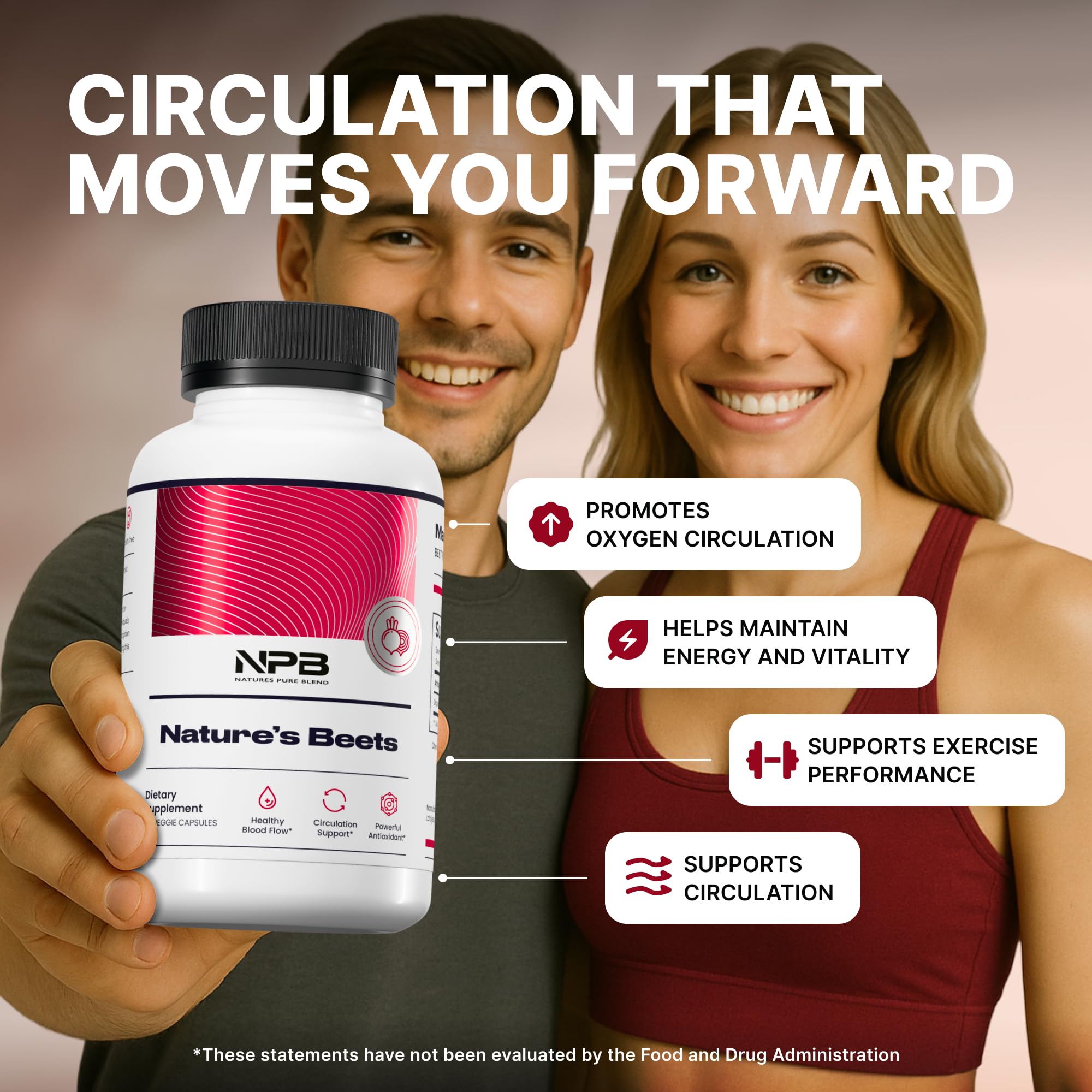 Nature's Pure Blend L-Arginine Beet Root Capsules side view