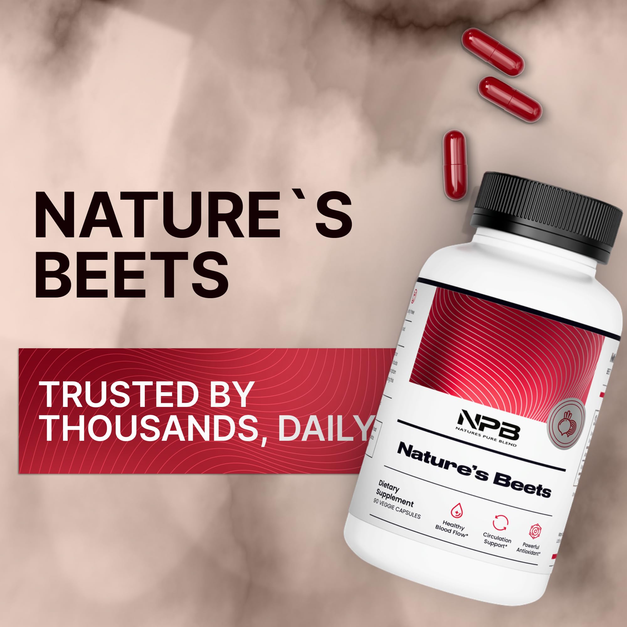 Nature's Pure Blend L-Arginine Beet Root Capsules with fresh beetroots