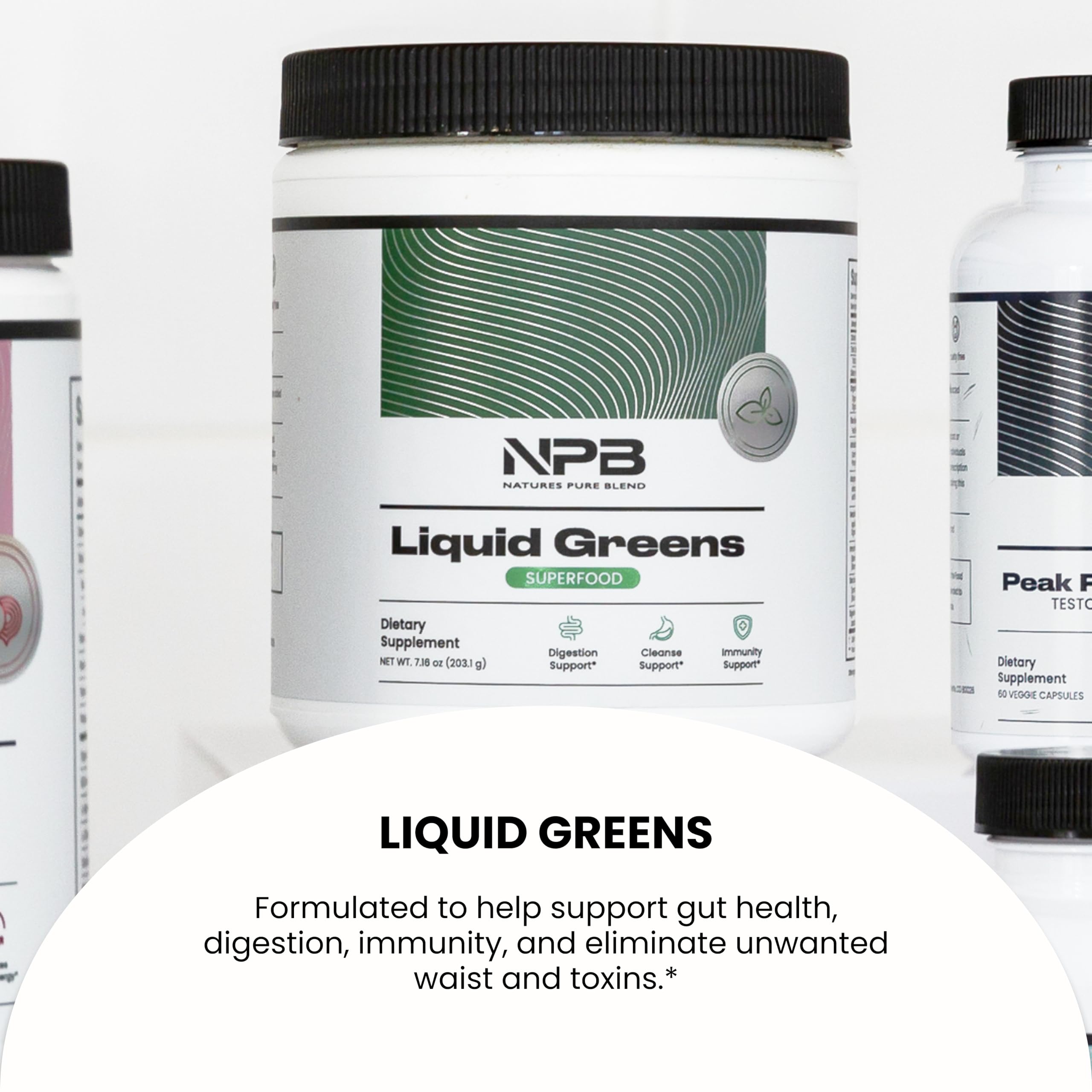 Nature's Pure Blend Organic Greens Powder mixed in a smoothie