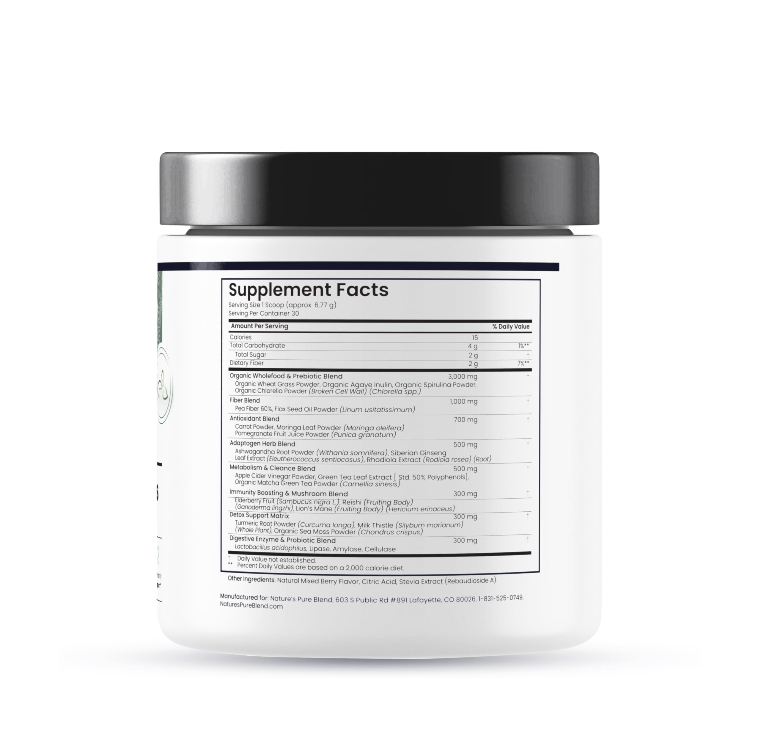 Nature's Pure Blend Organic Greens Powder nutritional information