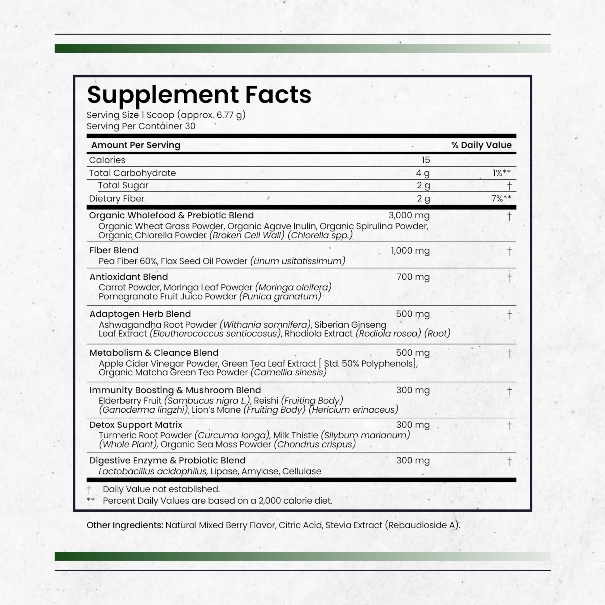 Nature's Pure Blend Organic Greens Powder packaging