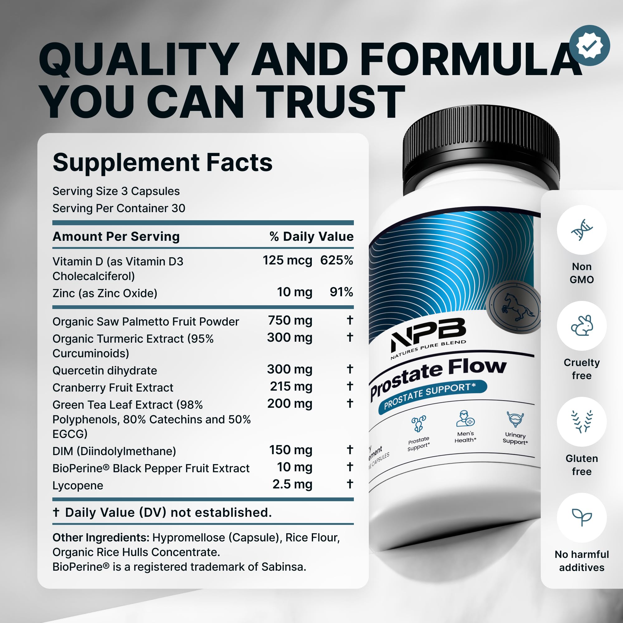 Nature's Pure Blend Saw Palmetto Supplement ingredients list