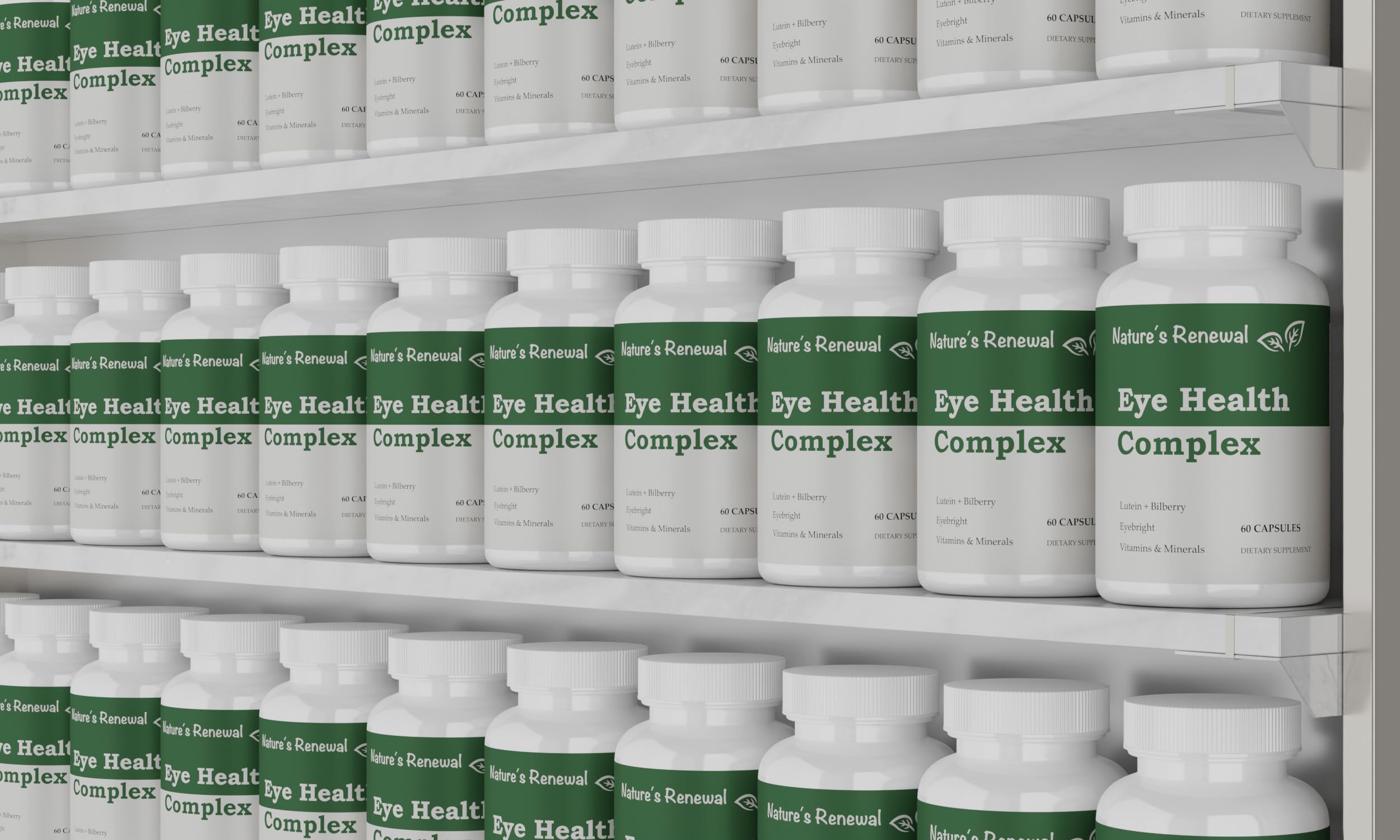 Nature's Renewal Eye Health Complex 24 Ingredients on a wooden table