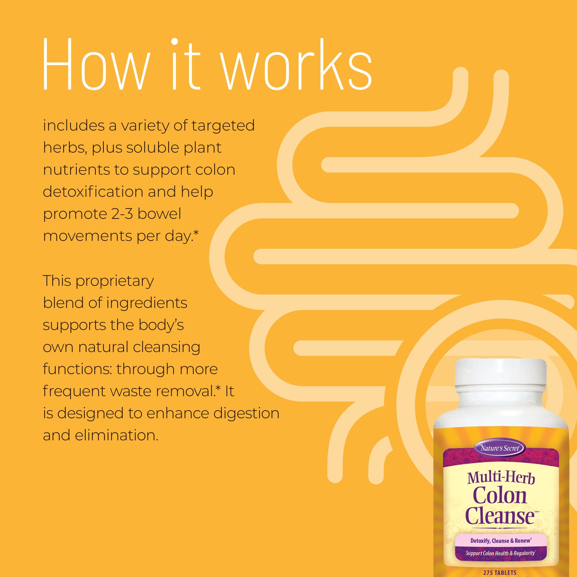 Nature's Secret Colon Cleanse Supplement 340g back view with ingredients
