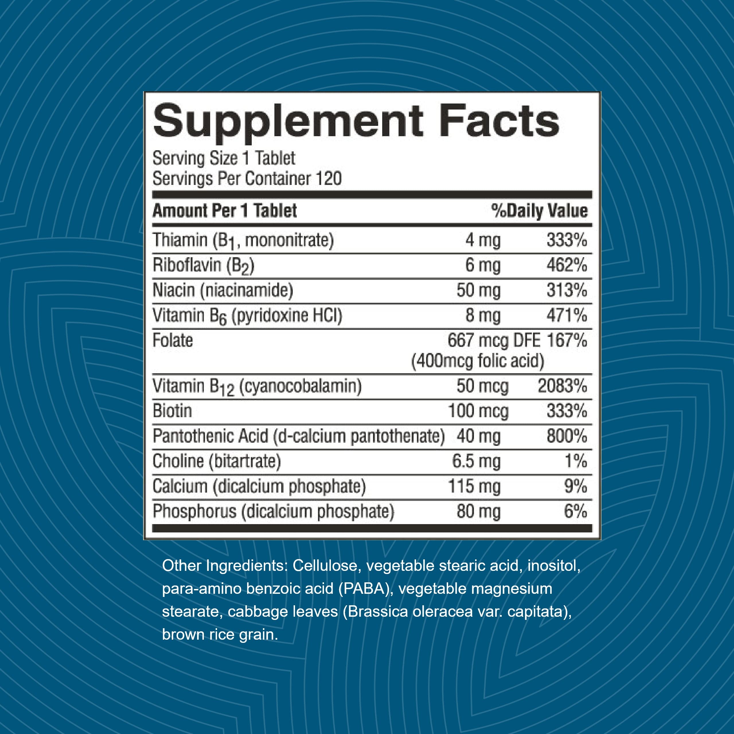 Nature's Sunshine B-Complex Supplement 191g back view
