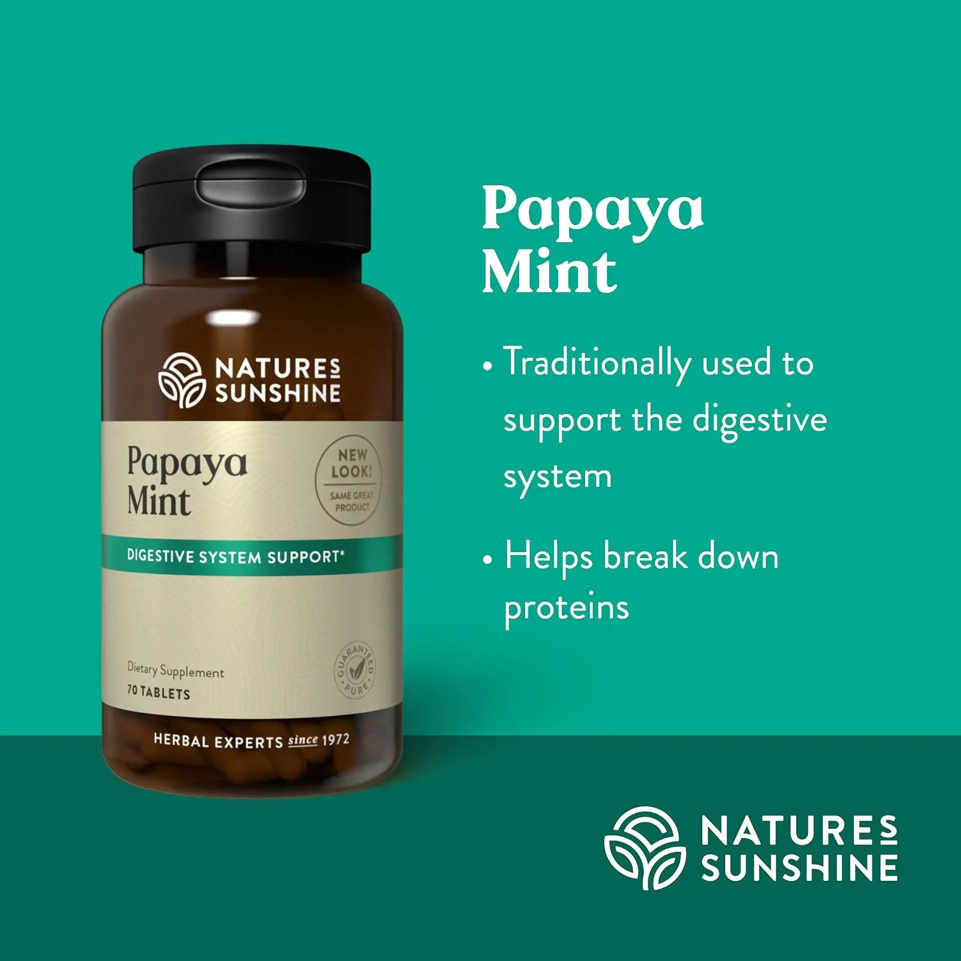 Nature's Sunshine Chewable Tablets on a wooden table