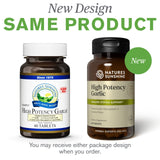 Nature's Sunshine Garlic Supplement 400mg on a wooden table
