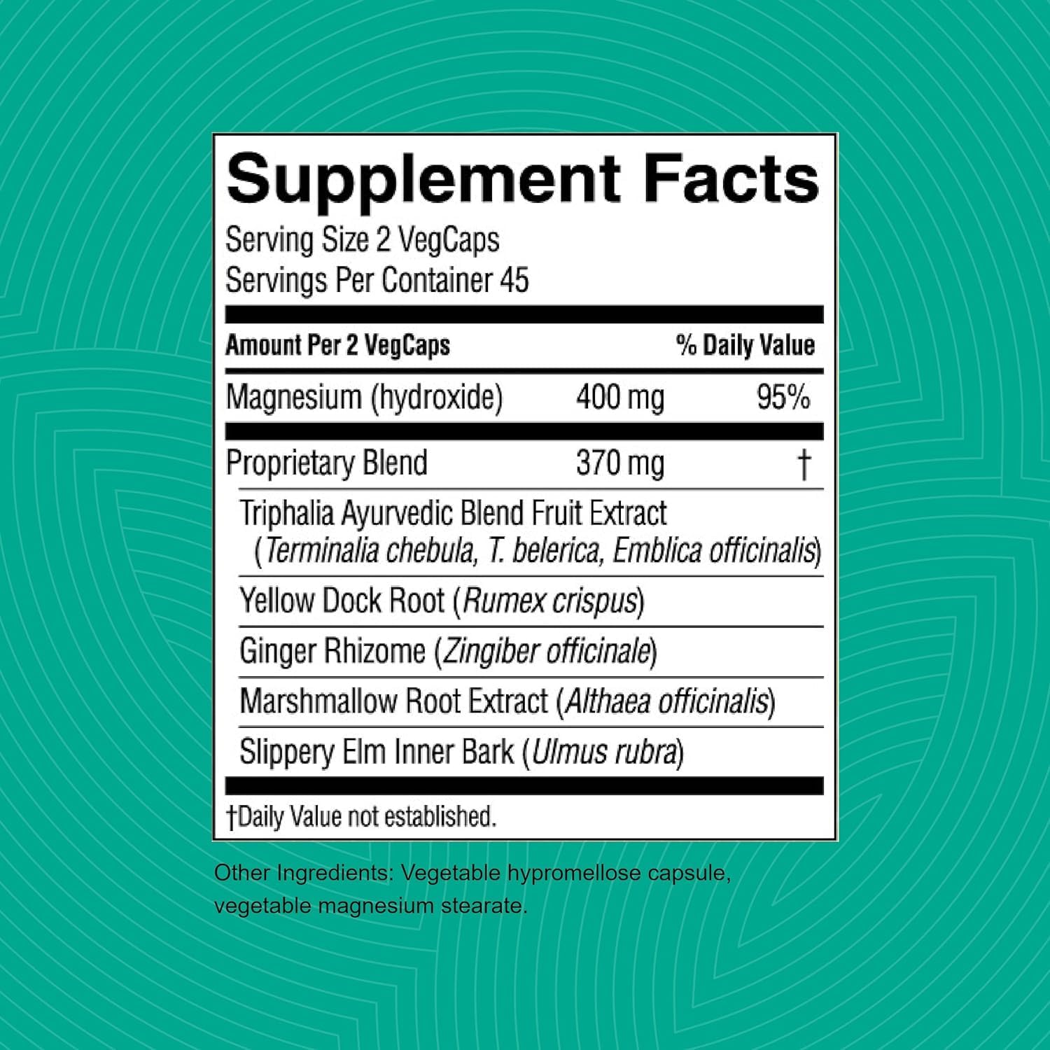 Nature's Sunshine Gentle Move nutritional information label