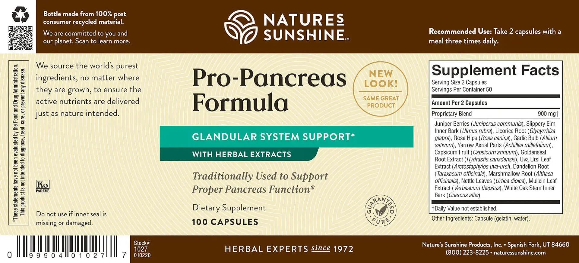 Nature's Sunshine Glandular System Support Capsules with natural ingredients background
