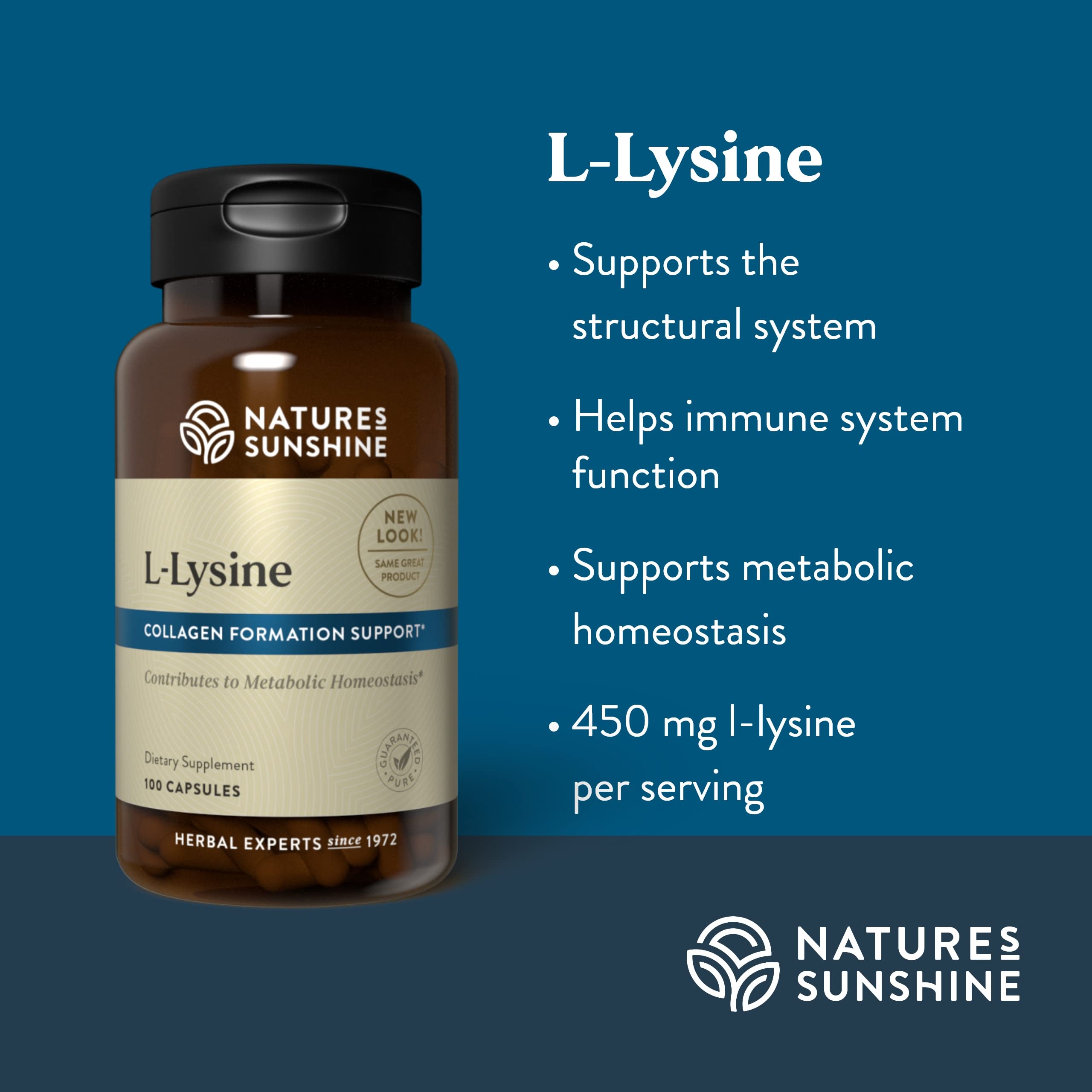 Nature's Sunshine L-Lysine capsules close-up