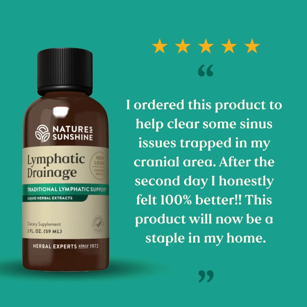 Nature's Sunshine Lymphatic Drainage Drops in a glass of water