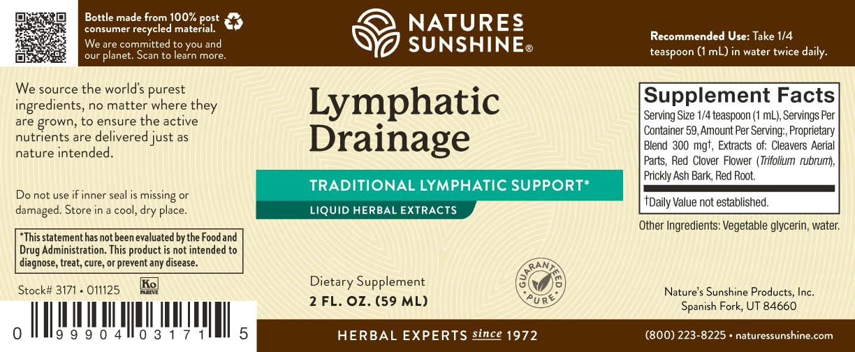 Nature's Sunshine Lymphatic Drainage Drops with natural ingredients