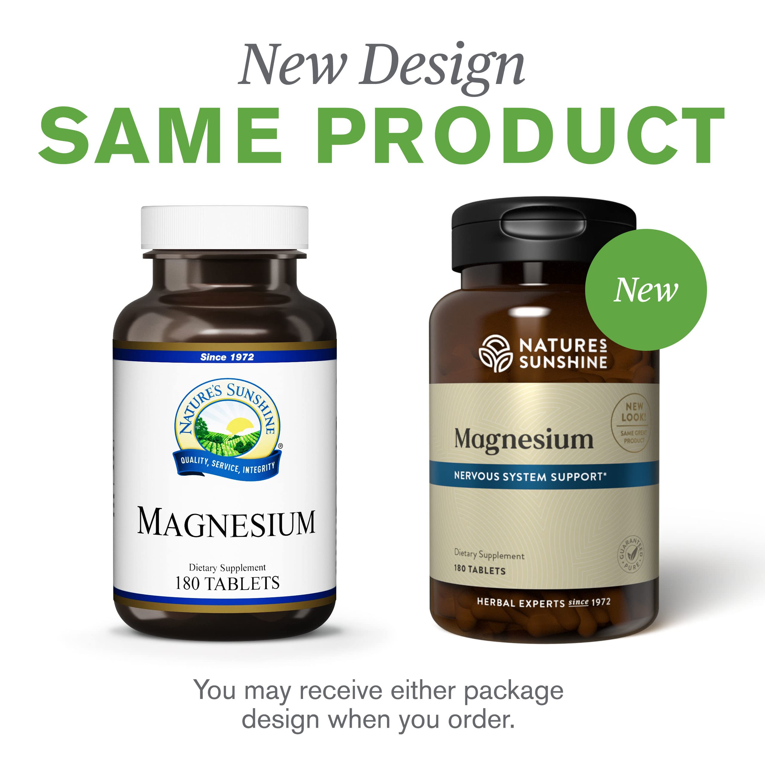 Nature's Sunshine Magnesium Supplement 250mg on a wooden table