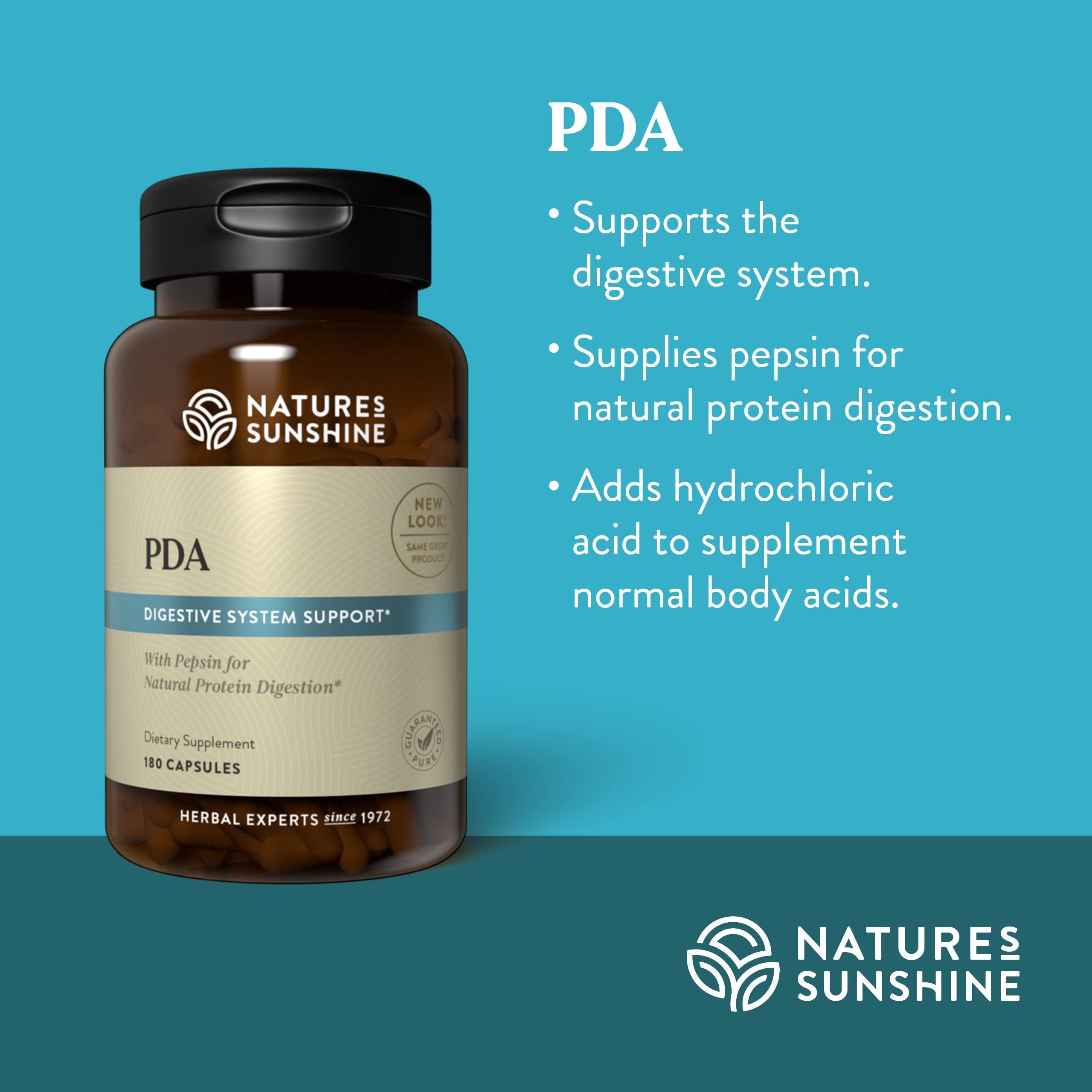 Nature's Sunshine Multi-Enzymes 150g packaging on a wooden table