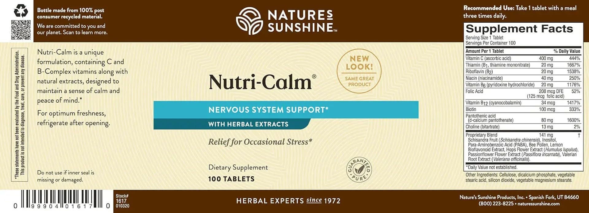 Nature's Sunshine Nutri-Calm 136g on a wooden table