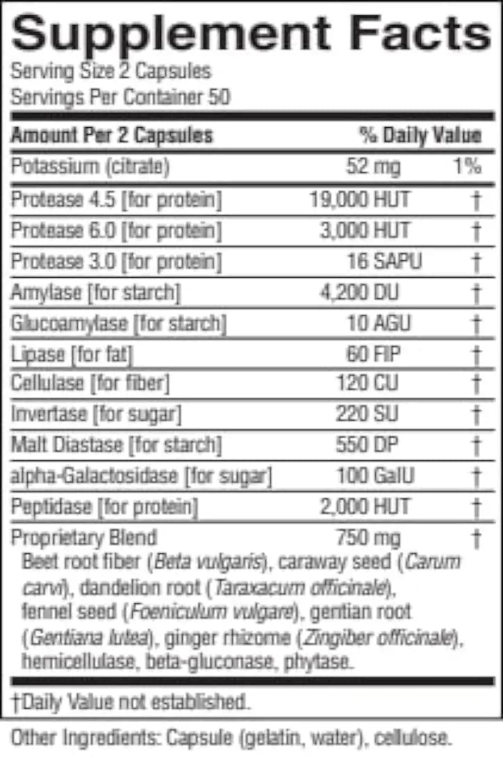 Nature's Sunshine Proactazyme capsules with a measuring spoon