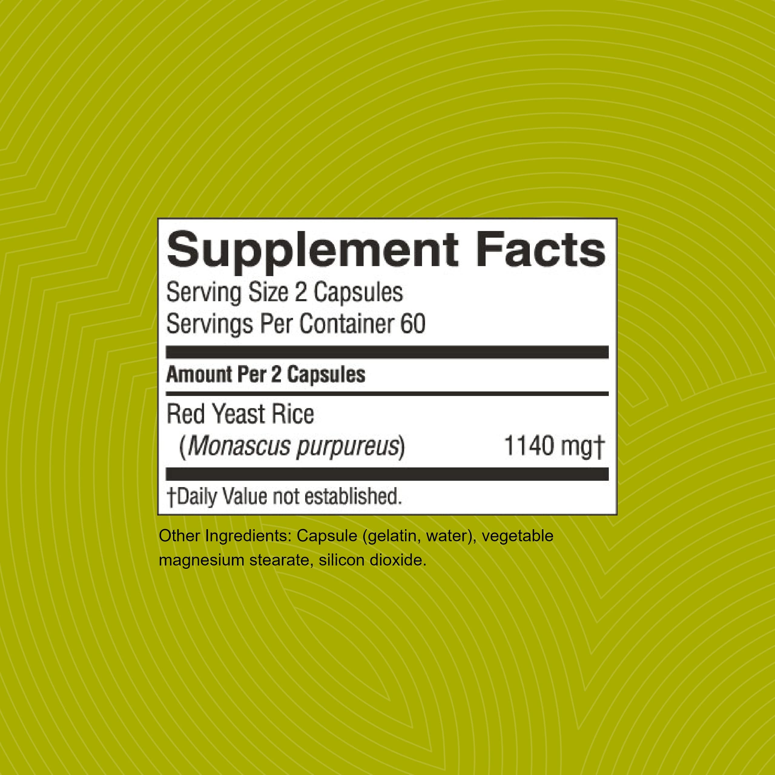 Nature's Sunshine Red Yeast Rice 1140mg supplement back view