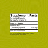 Nature's Sunshine Red Yeast Rice 1140mg supplement back view