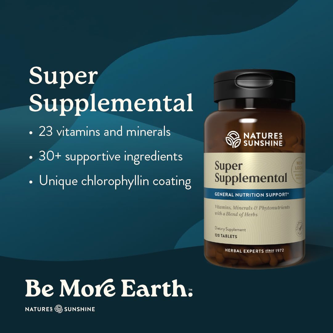 Nature's Sunshine Super Supplemental Multivitamin back view with ingredient list