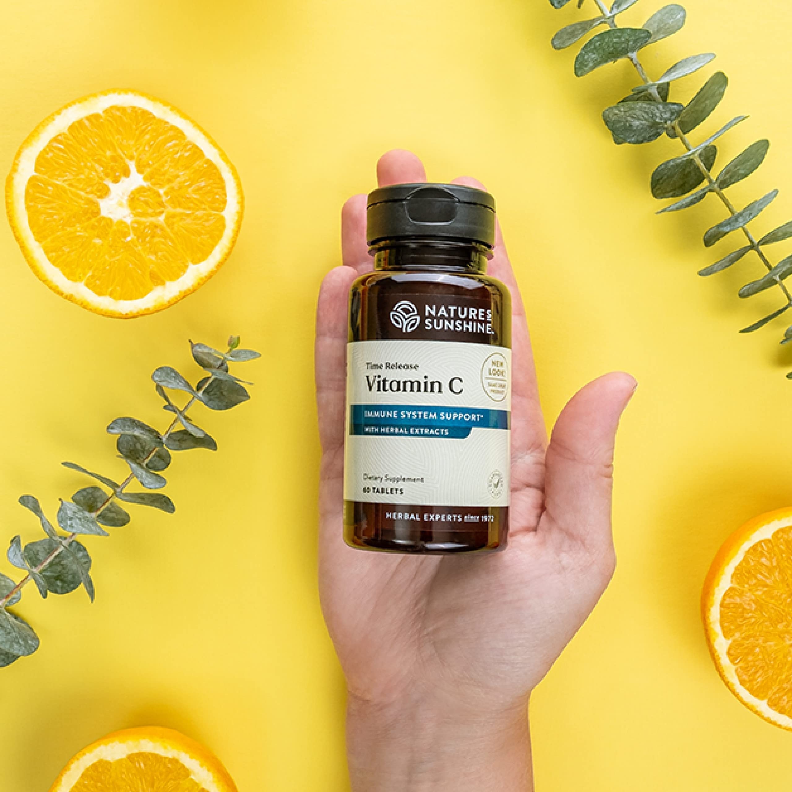 Nature's Sunshine Vitamin C 1000mg tablets side view