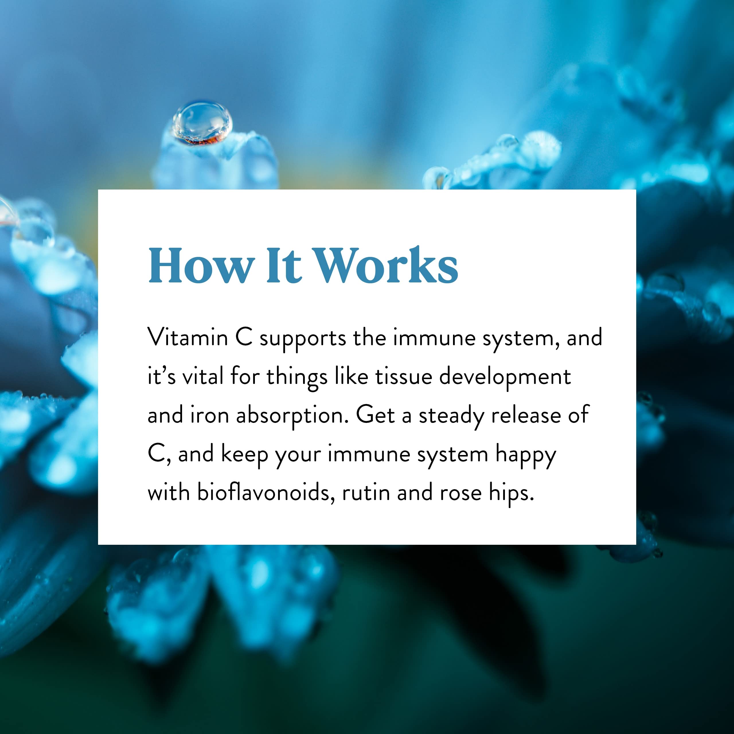 Nature's Sunshine Vitamin C 1000mg tablets with a glass of water