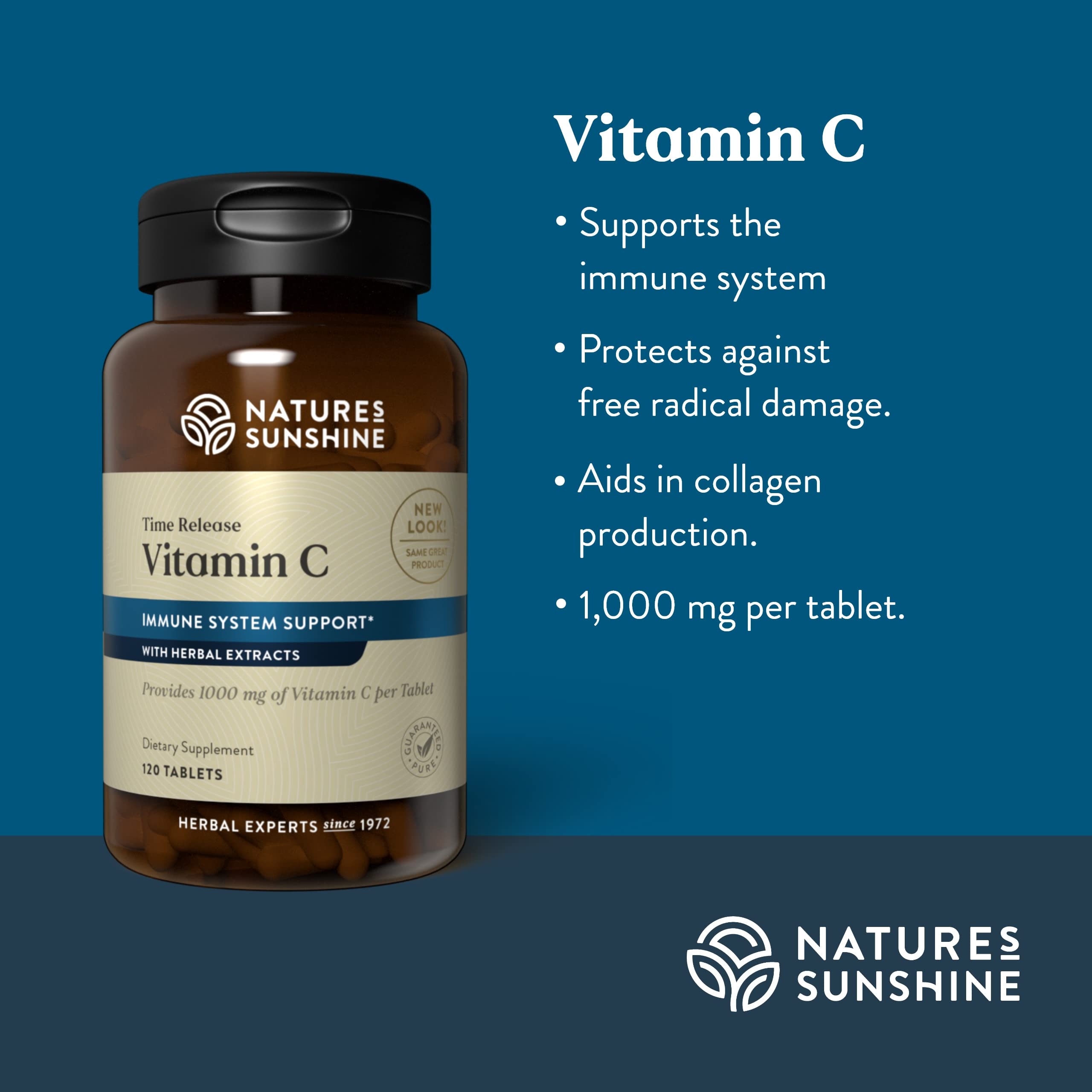 Nature's Sunshine Vitamin C 1000mg tablets with ingredients