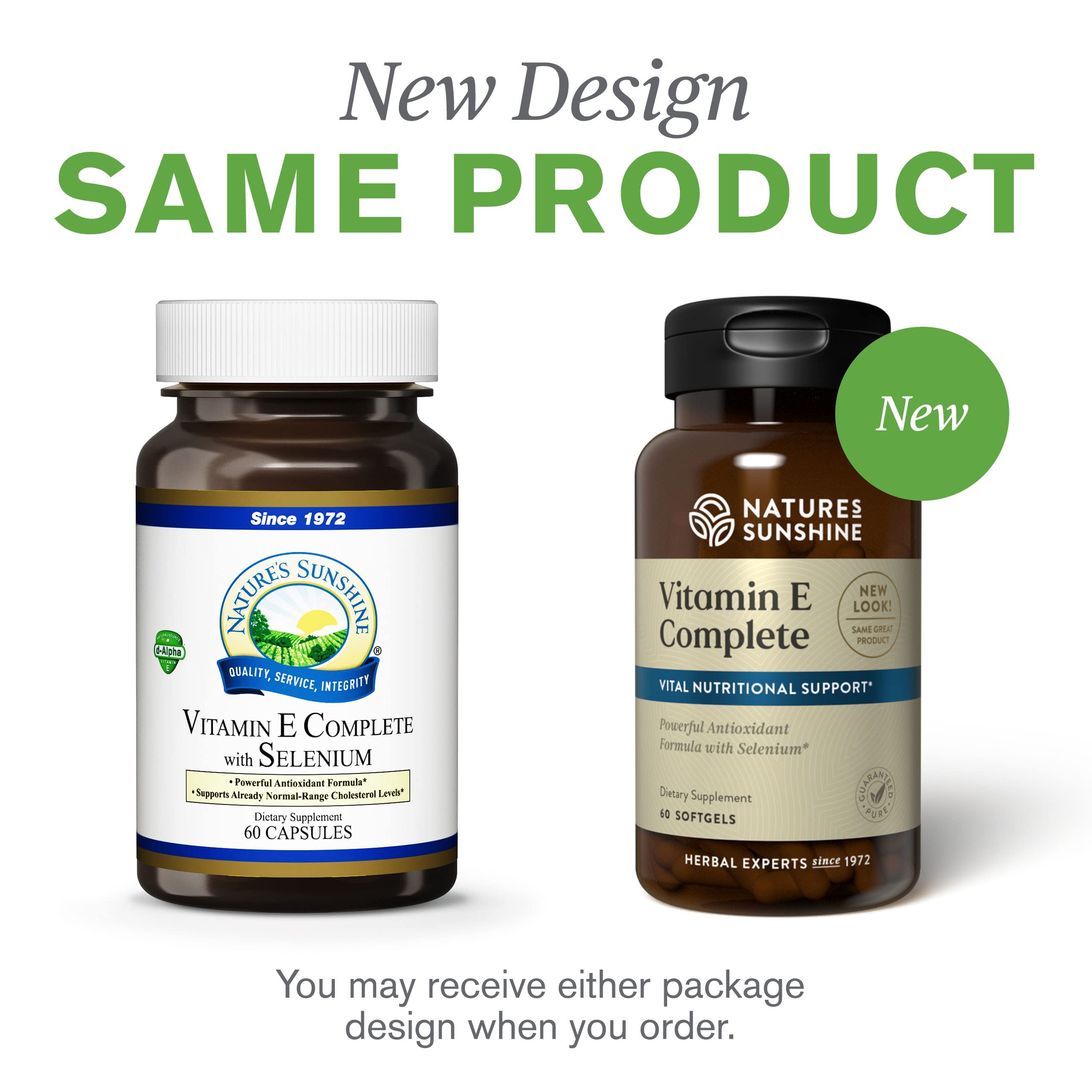 Nature's Sunshine Vitamin E Softgels in a hand