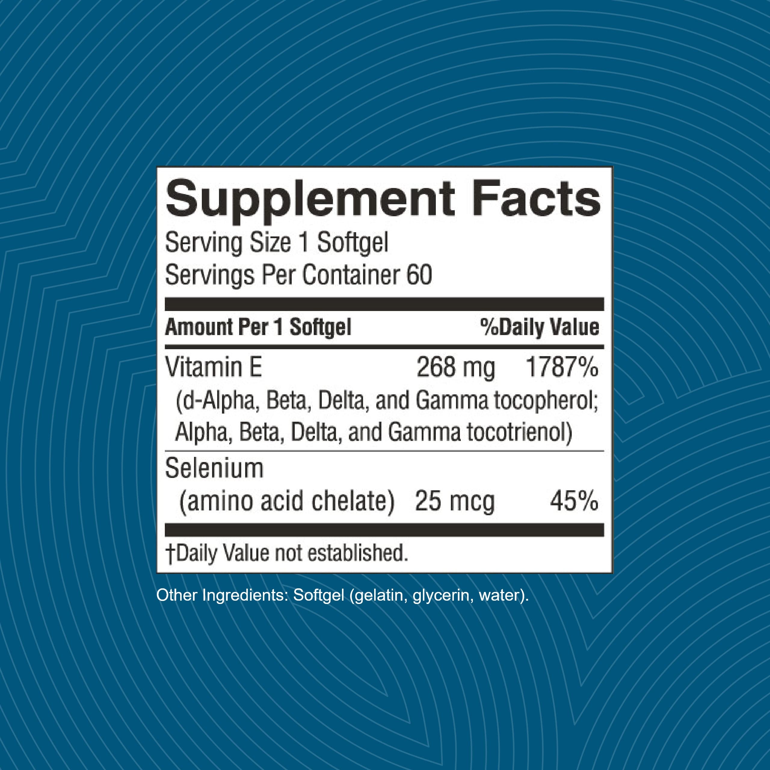 Nature's Sunshine Vitamin E Softgels label close-up