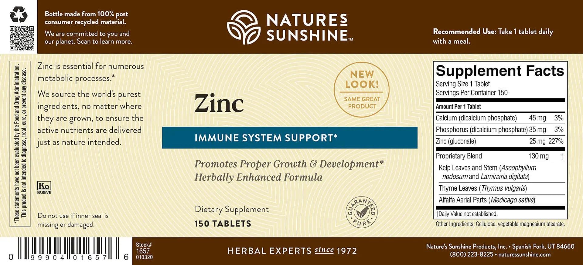 Nature's Sunshine Zinc Supplement 25mg with measuring spoon