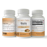 Nature's Trove Biotin Chewable Tablets side view showing dosage