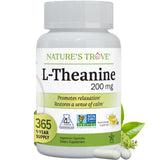 Nature's Trove L-Theanine 200mg 365 vegetarian capsules front view