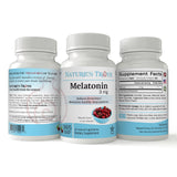 Nature's Trove Melatonin 3mg chewable tablets bottle side view showing 365 count