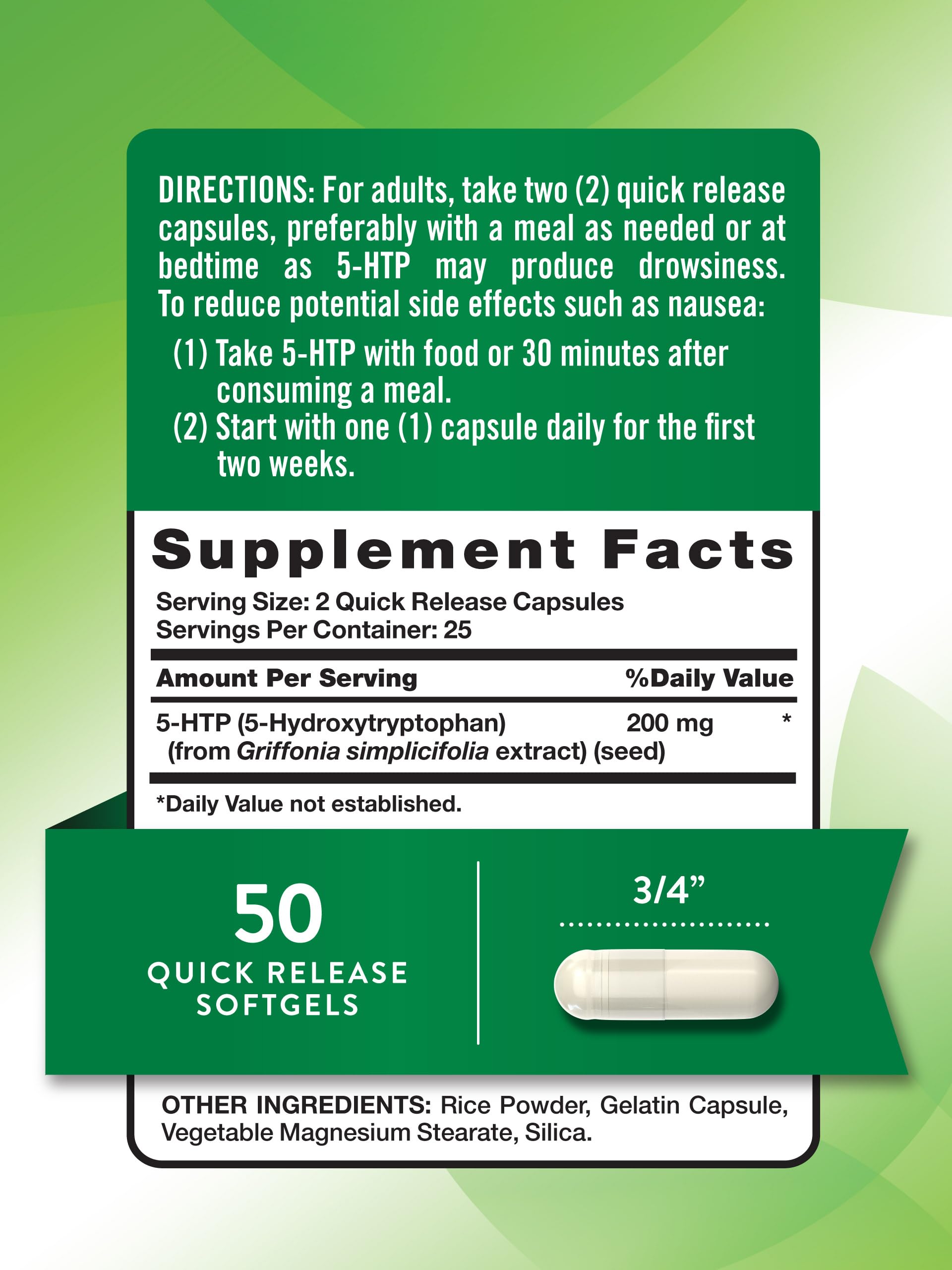 Nature's Truth 5-HTP Quick Release Capsules side view