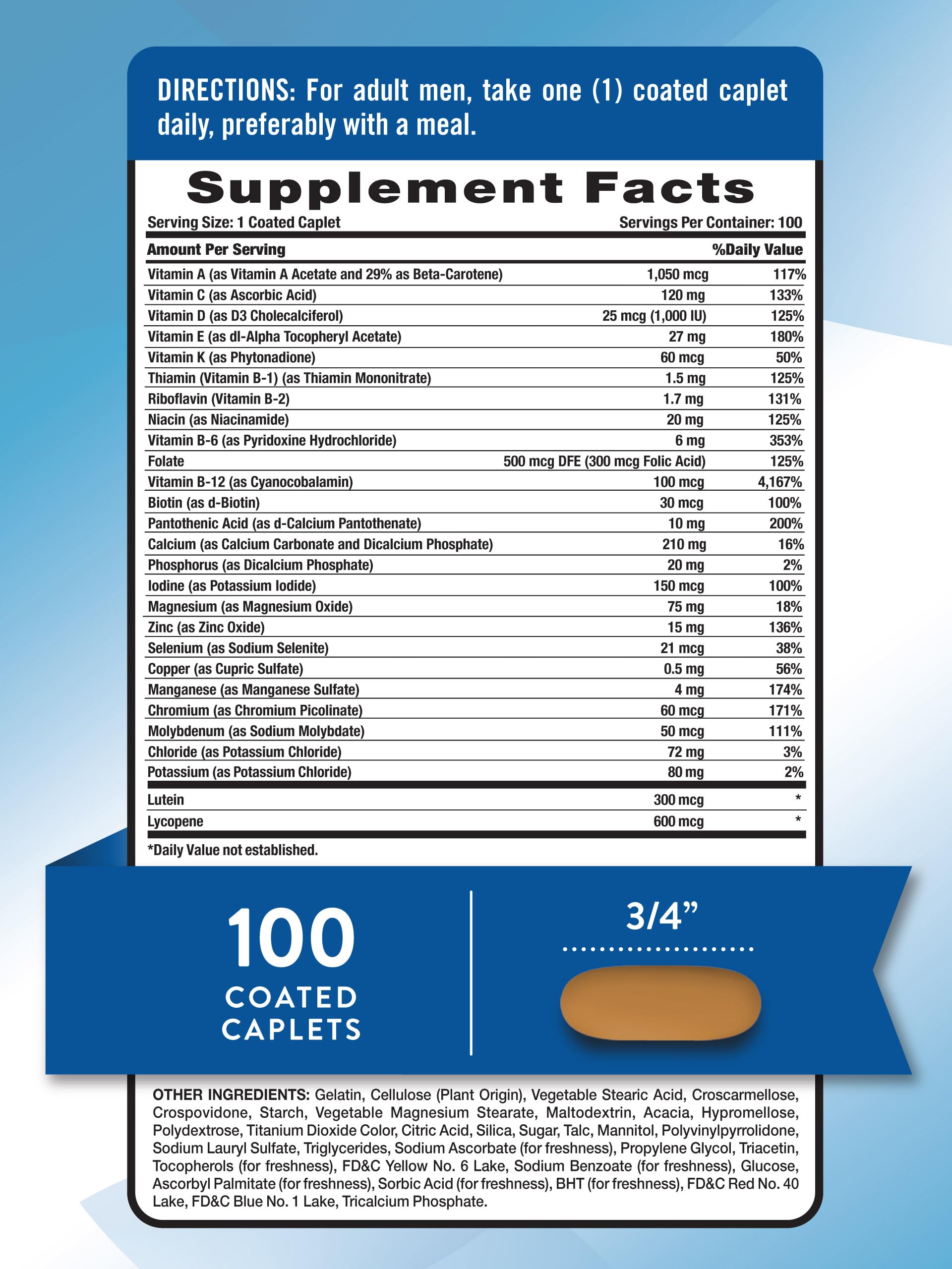 Nature's Truth ABC Complete Men's 50+ Multivitamin back view