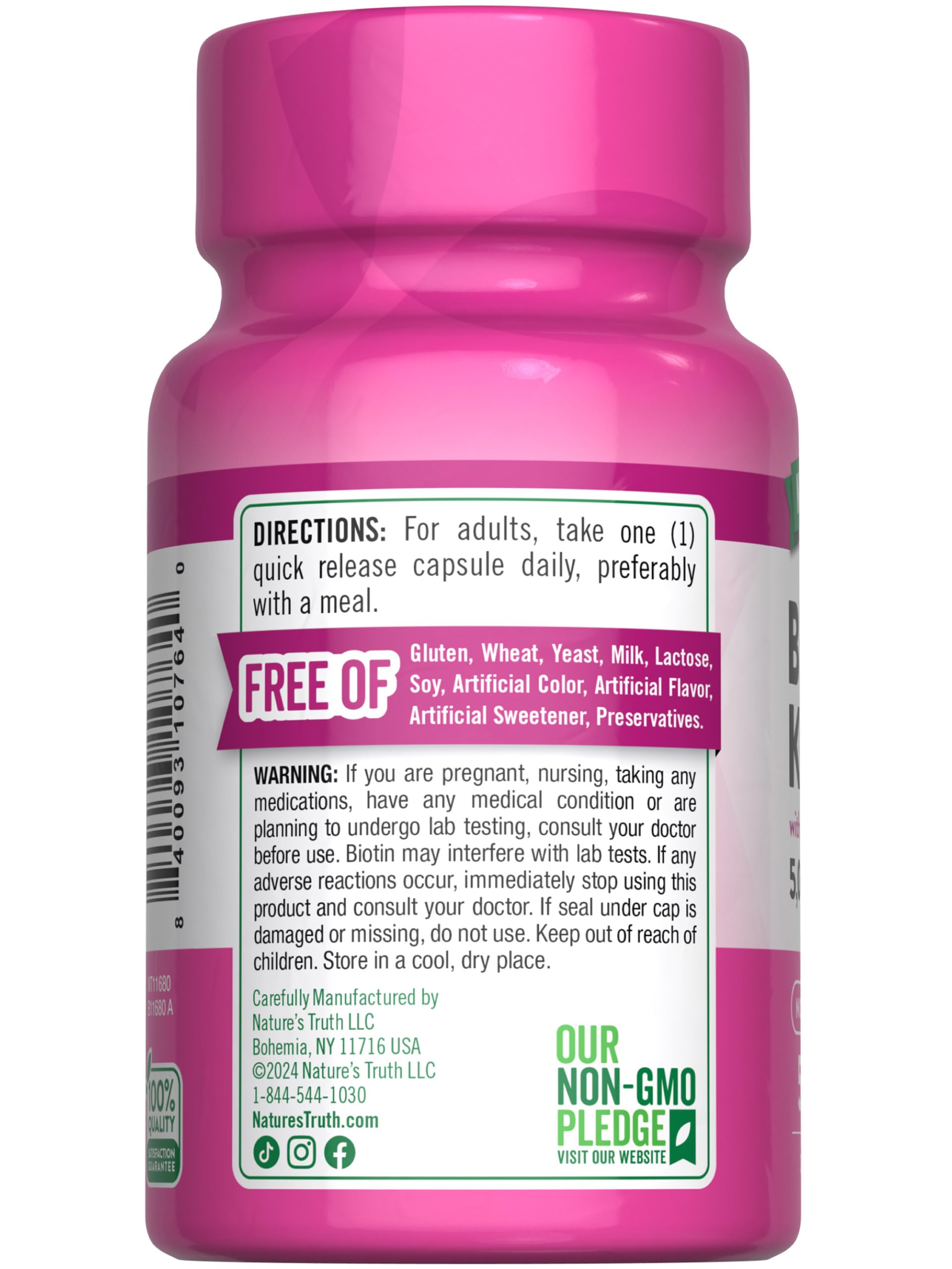 Nature's Truth Alpha Lipoic Acid supplement displayed on a wooden table