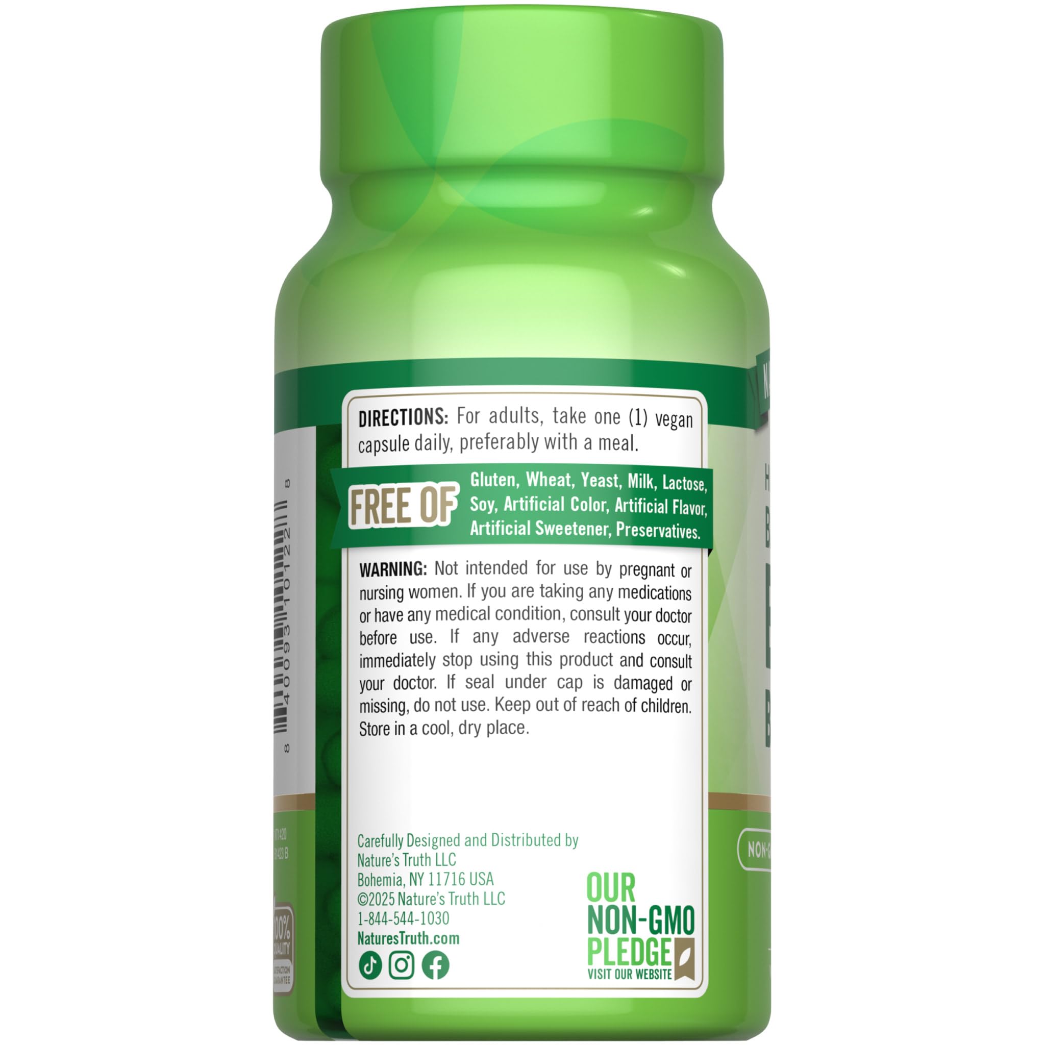 Nature's Truth B-Complex Vitamins 100mg vegan capsules packaging details