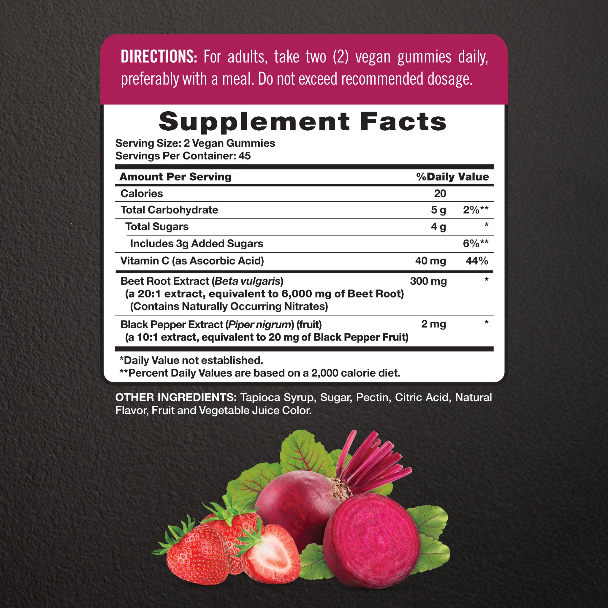 Nature's Truth Beet Root Extract Vegan Gummies packaging