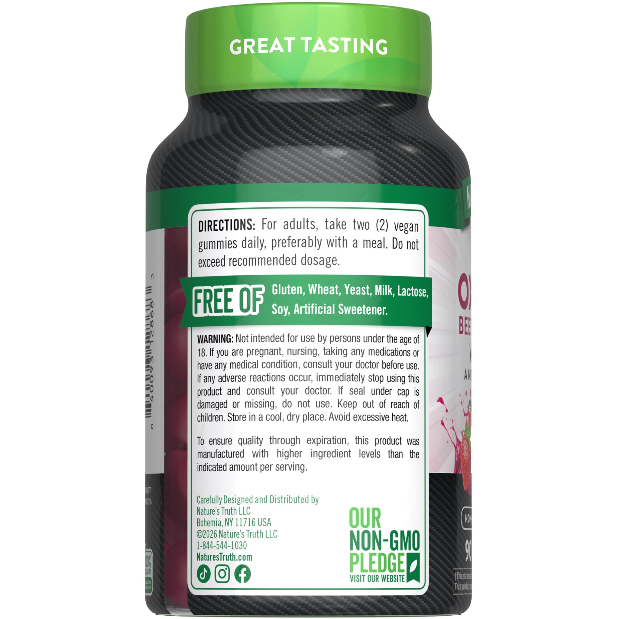 Nature's Truth Beet Root Extract Vegan Gummies with fruits