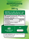 Nature's Truth Benfotiamine 300mg Vitamin B1 capsules bottle with label