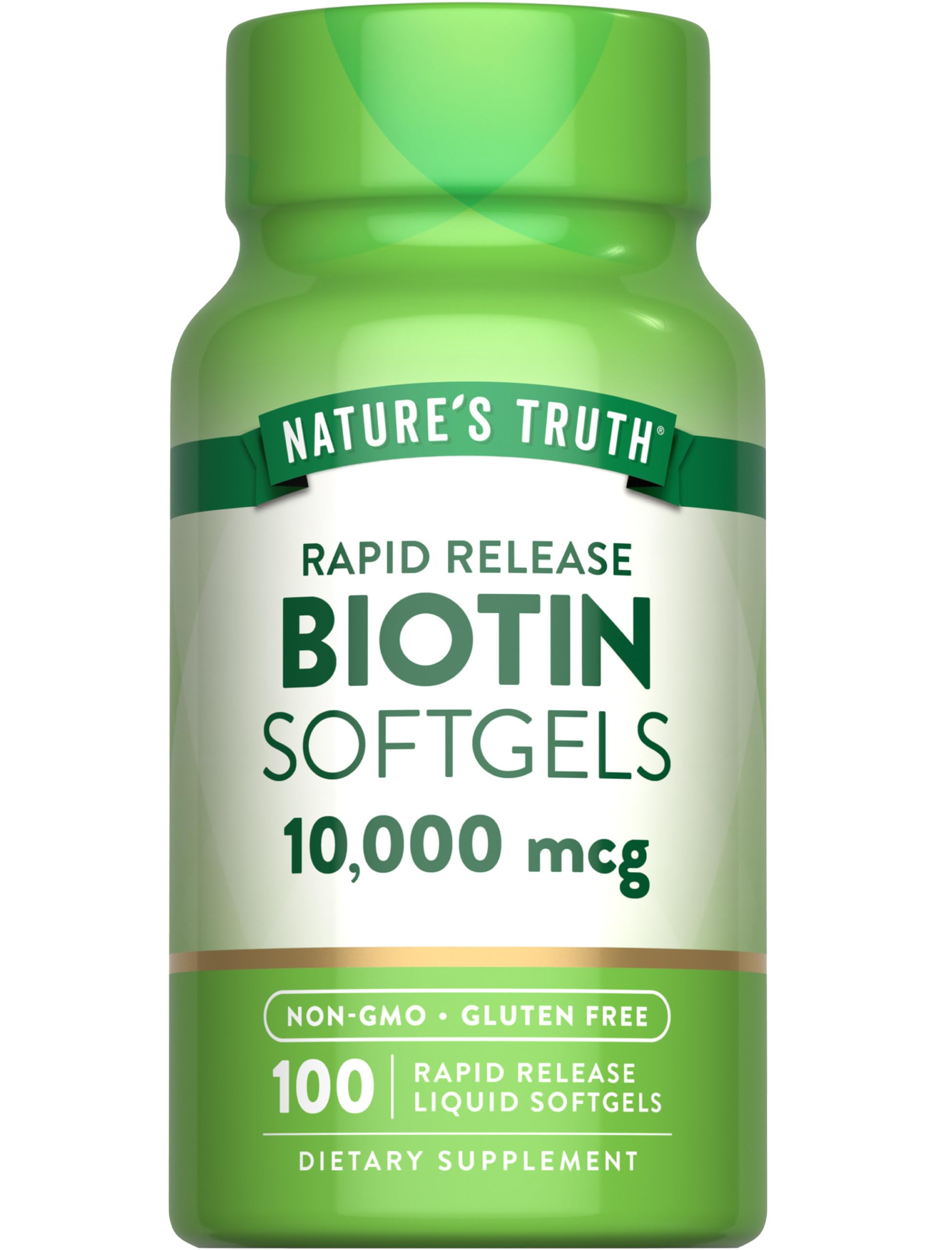 Nature's Truth Biotin 10,000 mcg softgel front view