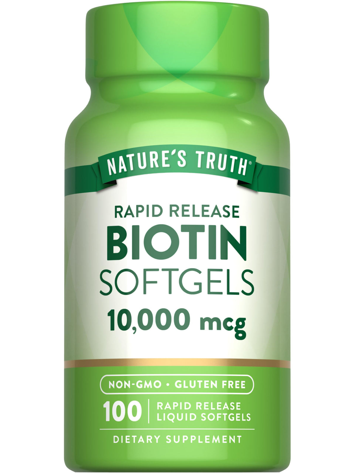 Nature's Truth Biotin 10,000 mcg softgel front view