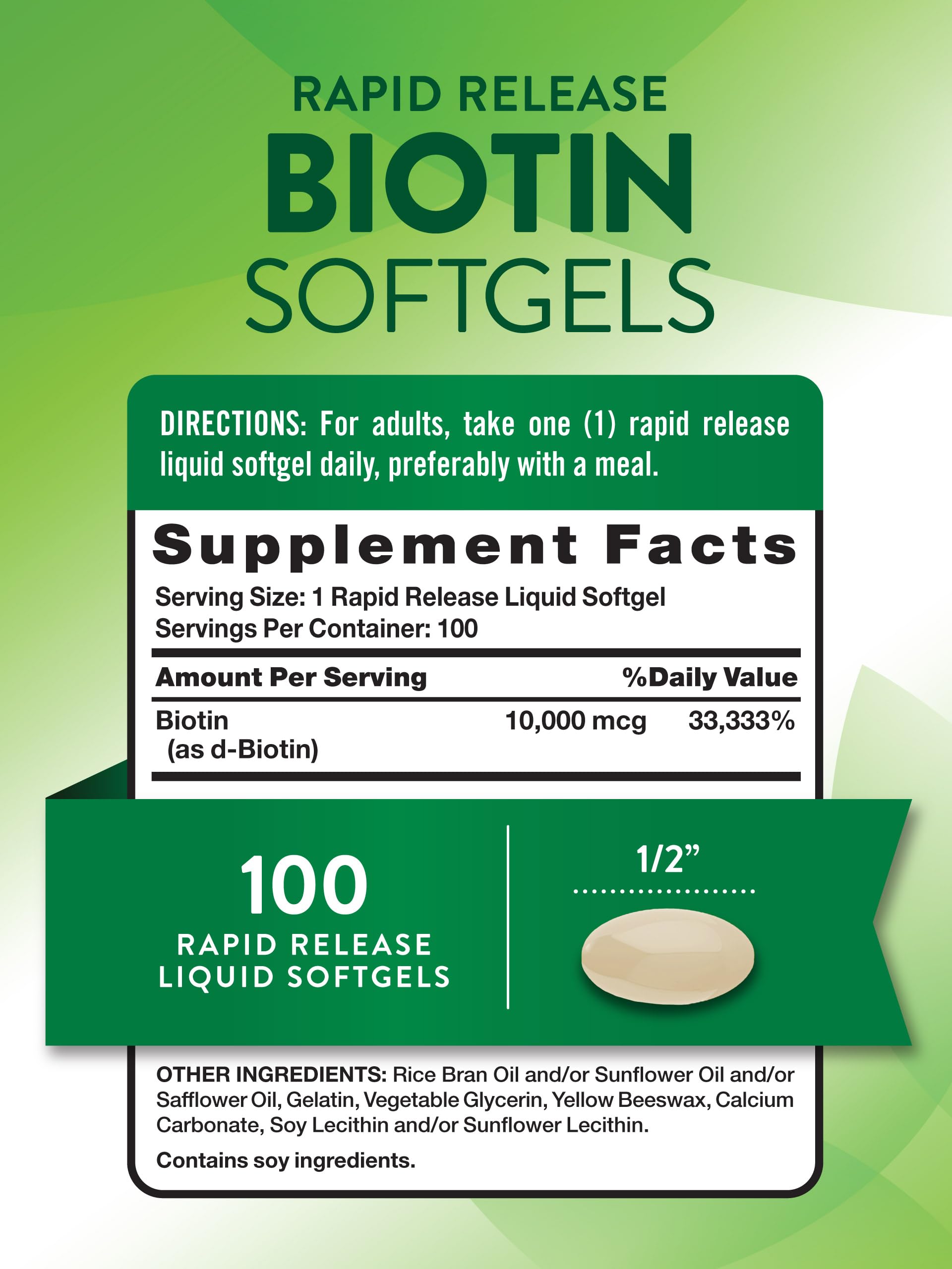 Nature's Truth Biotin 10,000 mcg softgel packaging