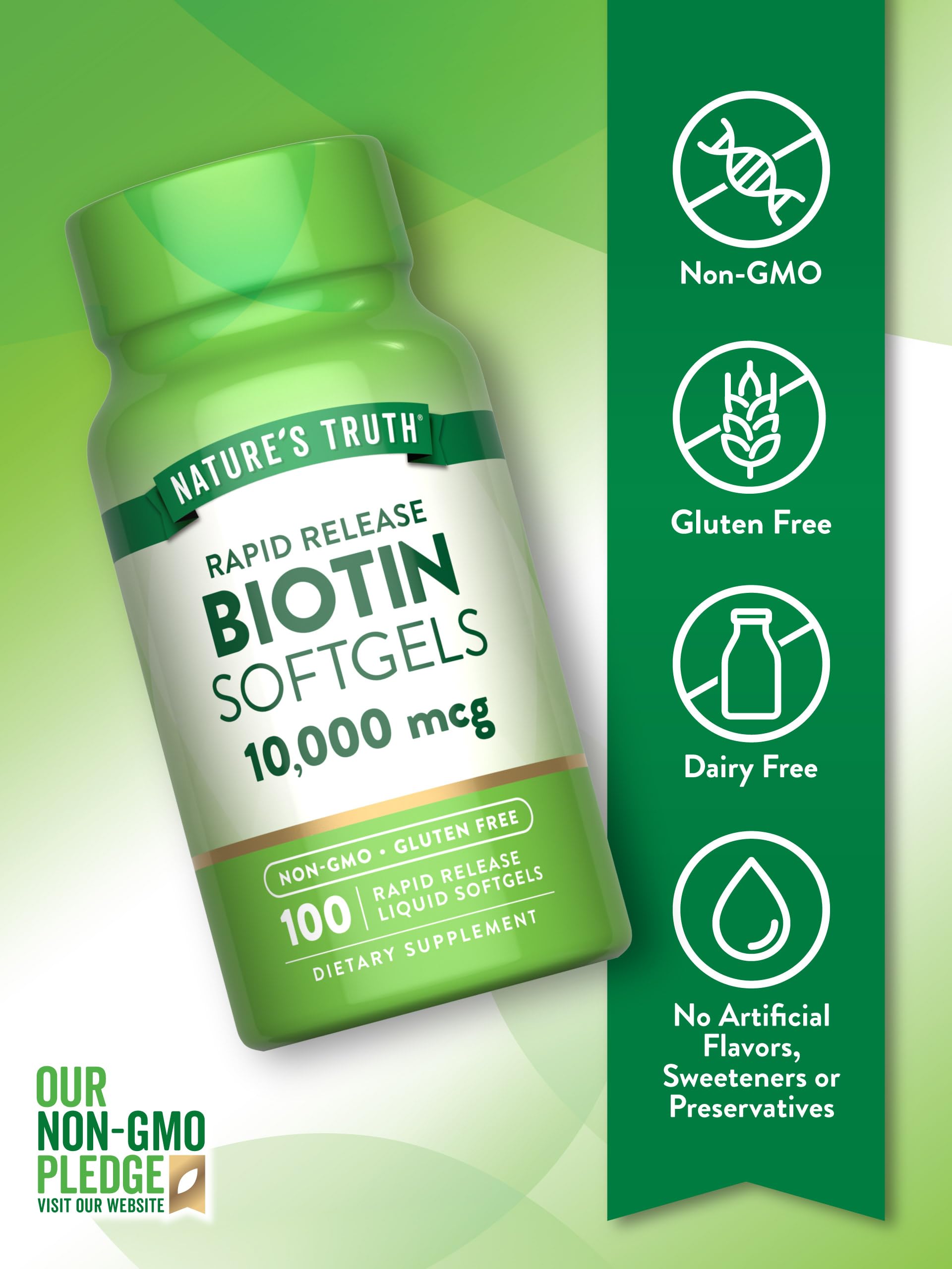 Nature's Truth Biotin 10,000 mcg softgel side view