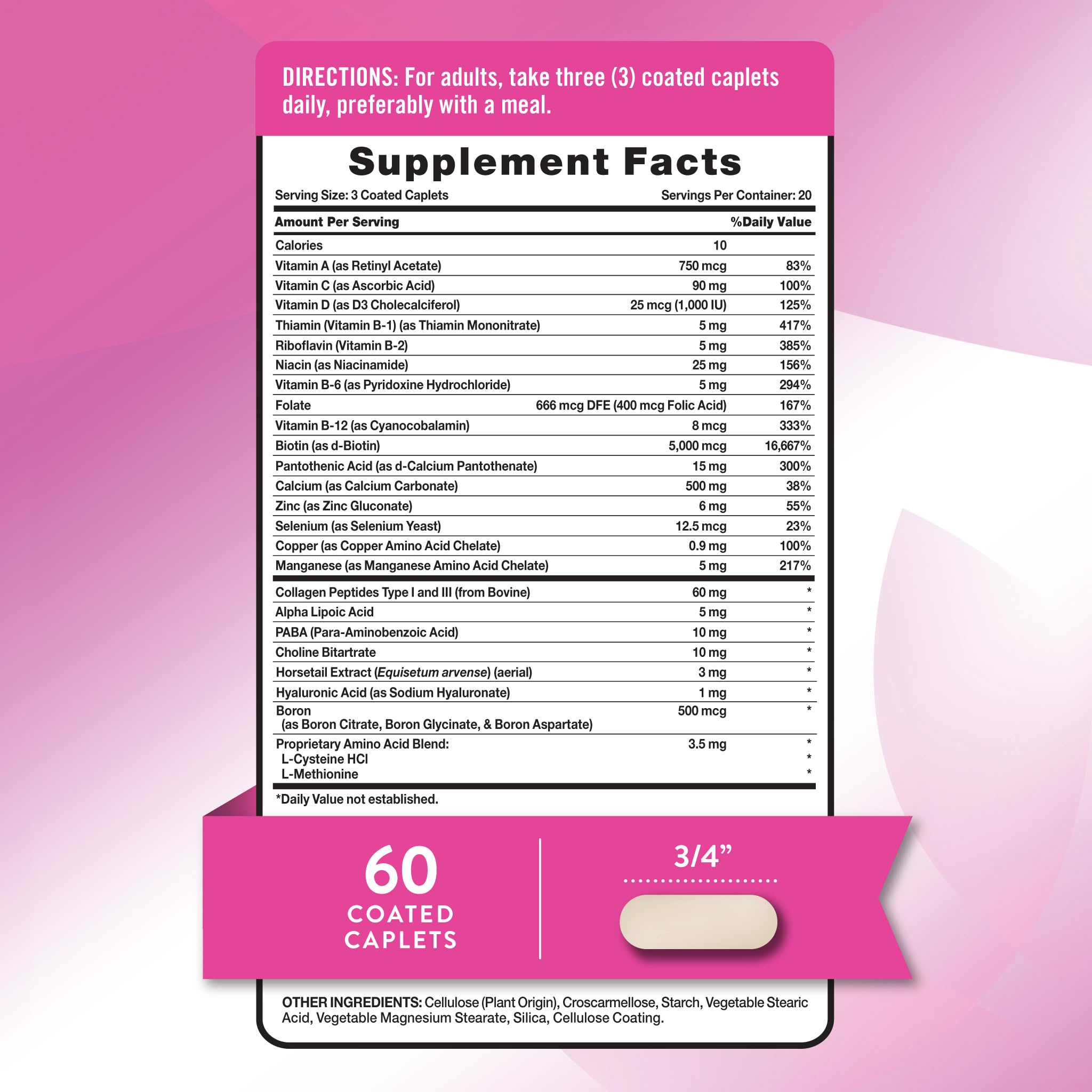 Nature's Truth Biotin 5000 mcg supplement back view