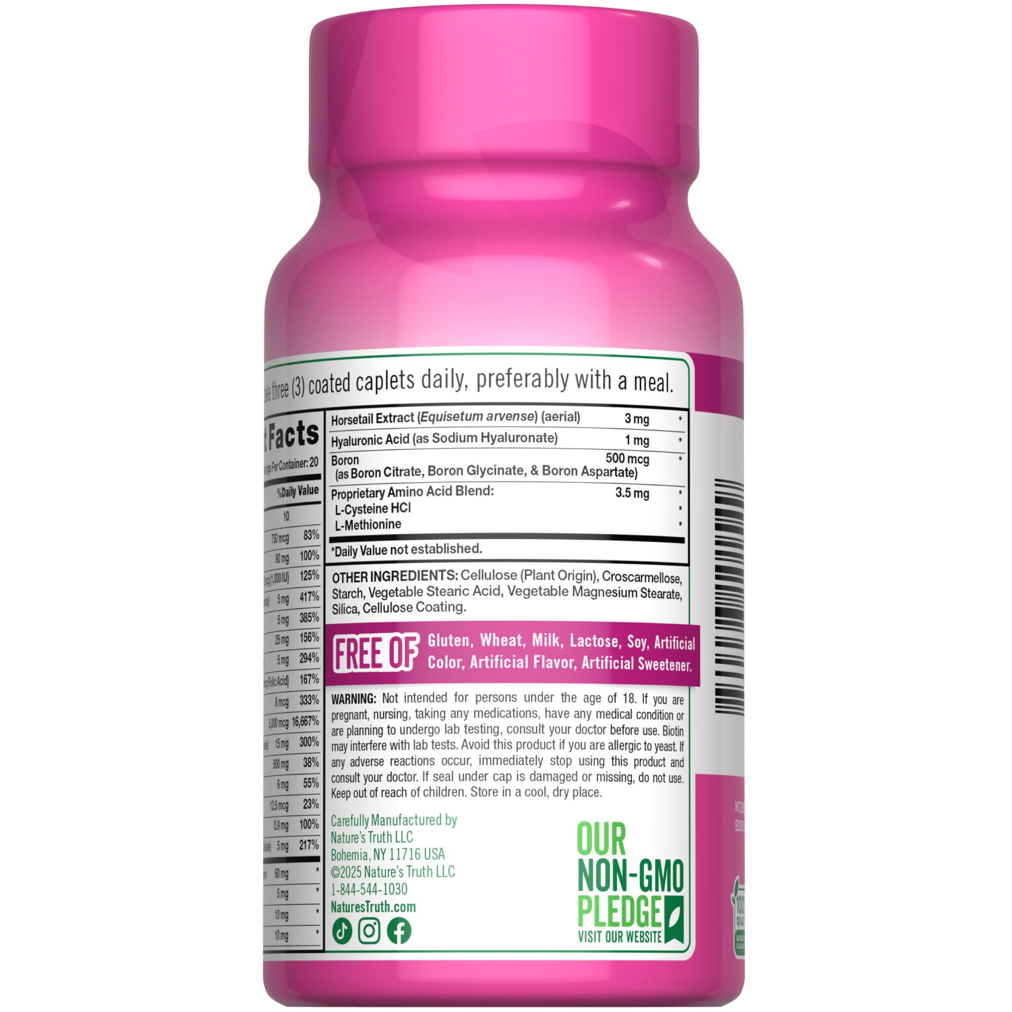 Nature's Truth Biotin 5000 mcg supplement caplet close-up