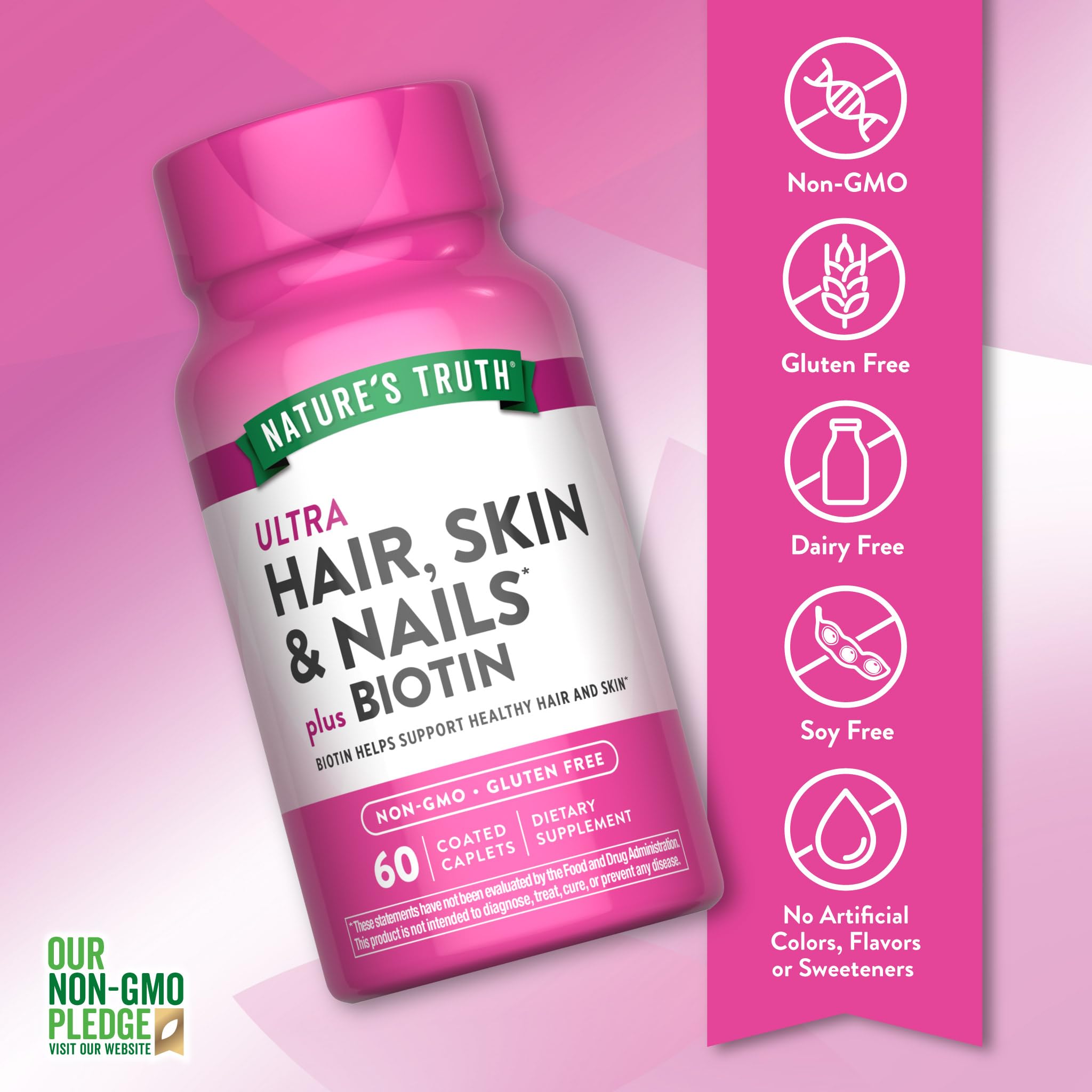 Nature's Truth Biotin 5000 mcg supplement side view