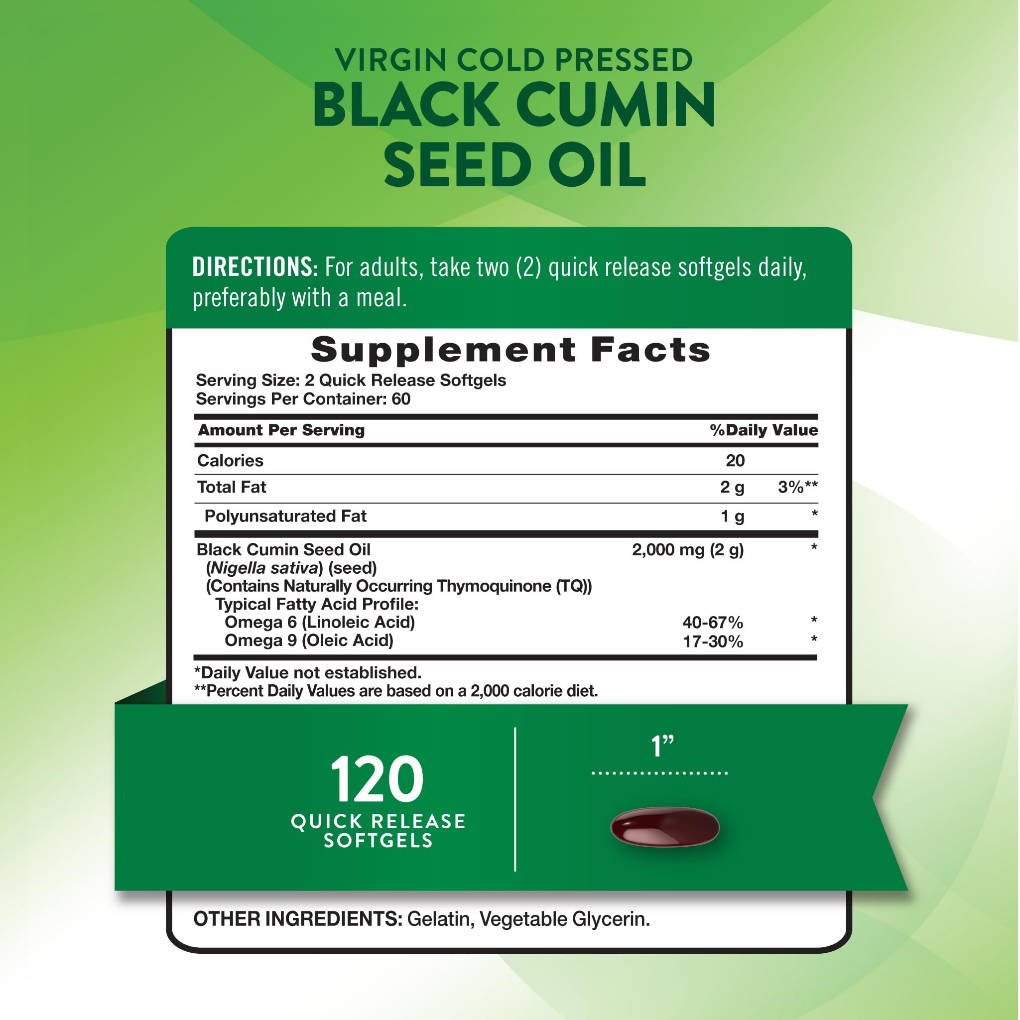 Nature's Truth Black Cumin Seed Oil Softgels side view