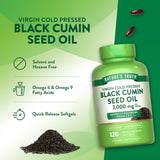 Nature's Truth Black Cumin Seed Oil Softgels with a measuring spoon