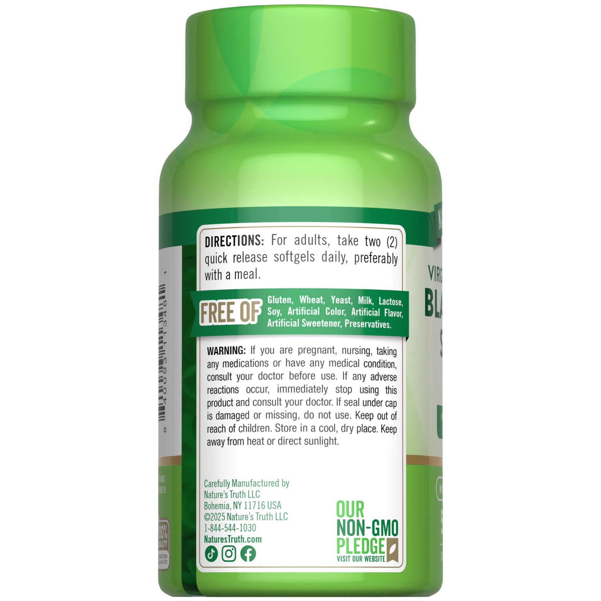 Nature's Truth Black Seed Oil 2000mg capsule bottle on a table